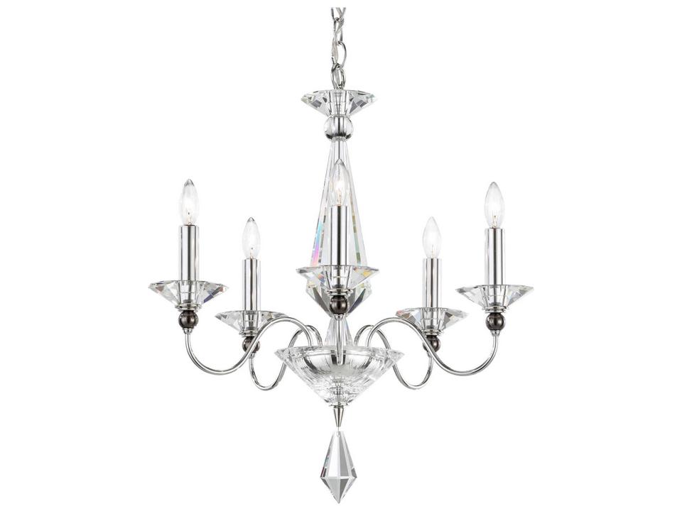 5-Light Jasmine Chandelier in Polished Silver with Optic Crystal