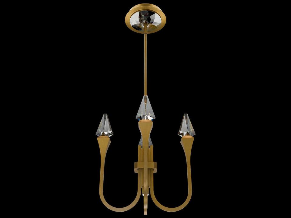 Plumeria 4-Light Integrated LED Chandelier with Optic Crystal in Aged Brass