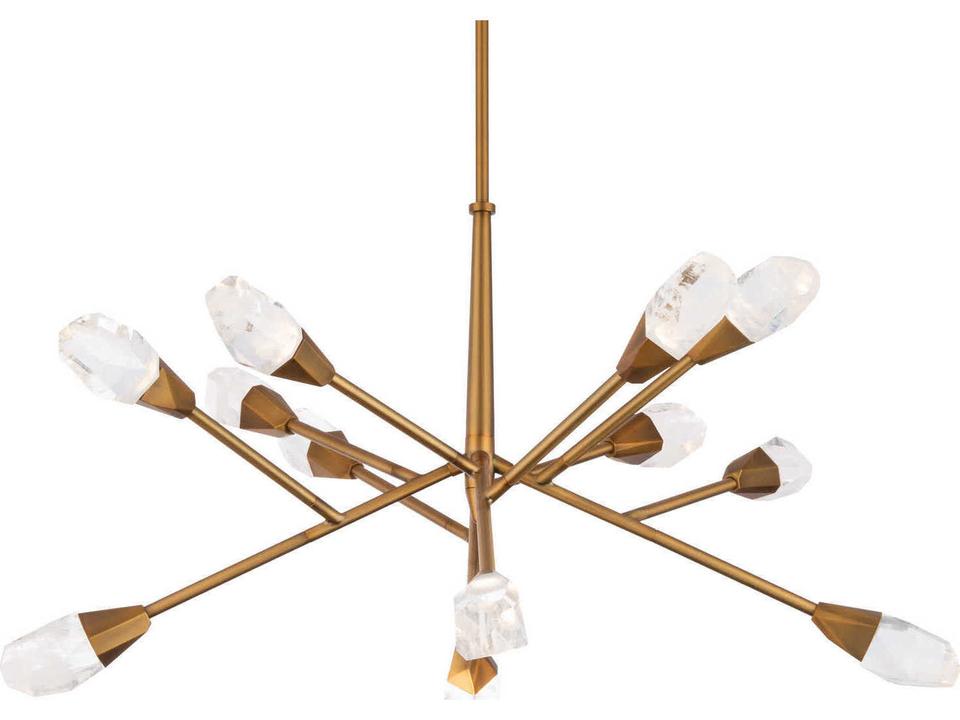 Synapse 12-Light Chandelier in Aged Brass with Optic Haze Crystal