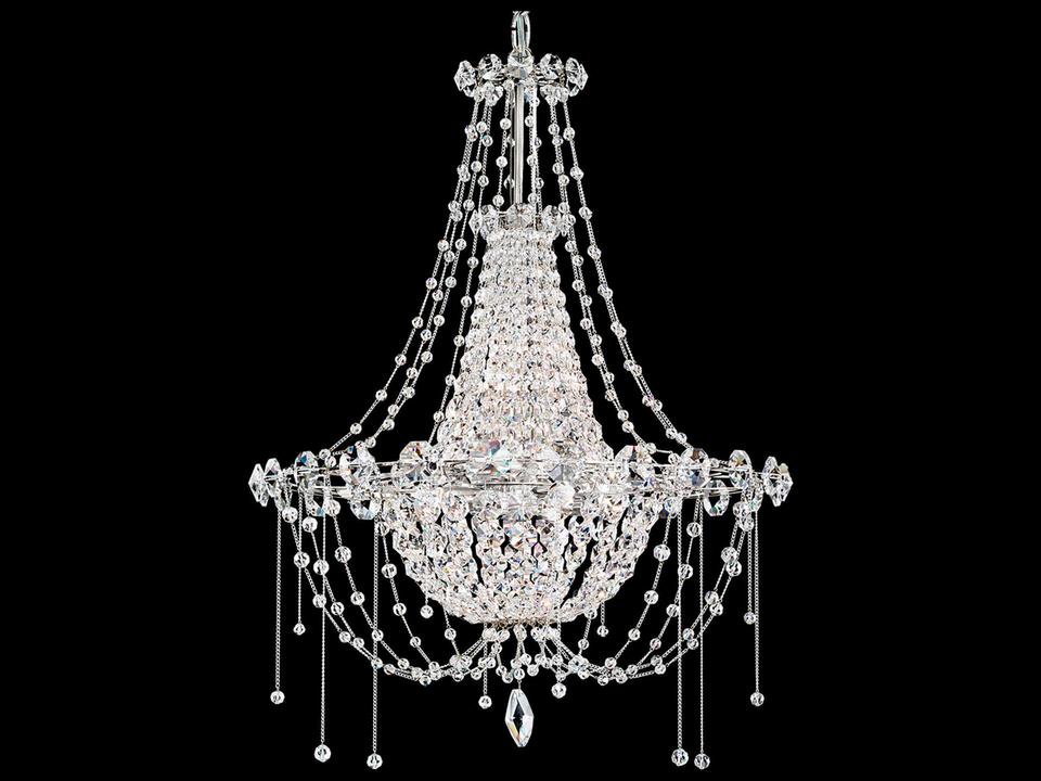 Chrysalita 6-Light Crystal Empire Chandelier in Polished Stainless Steel