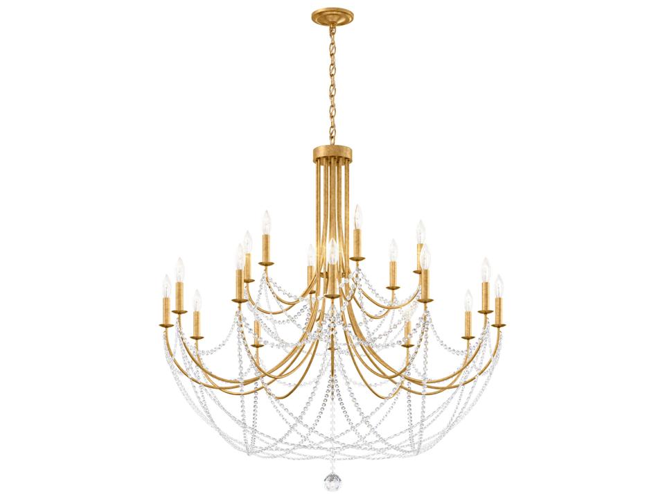 18-Light Verdana Crystal Candelabra Chandelier in Heirloom Gold