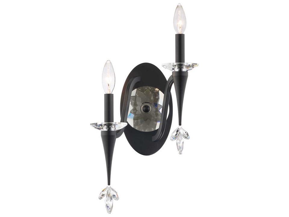 Waverly 2-Light Crystal Wall Sconce in Black with Radiance Crystal