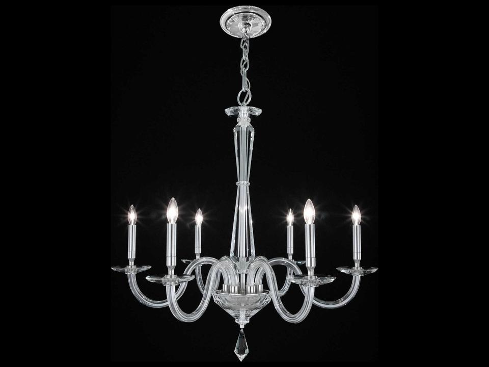 6-Light Habsburg Chandelier with Optic Crystal in Polished Chrome