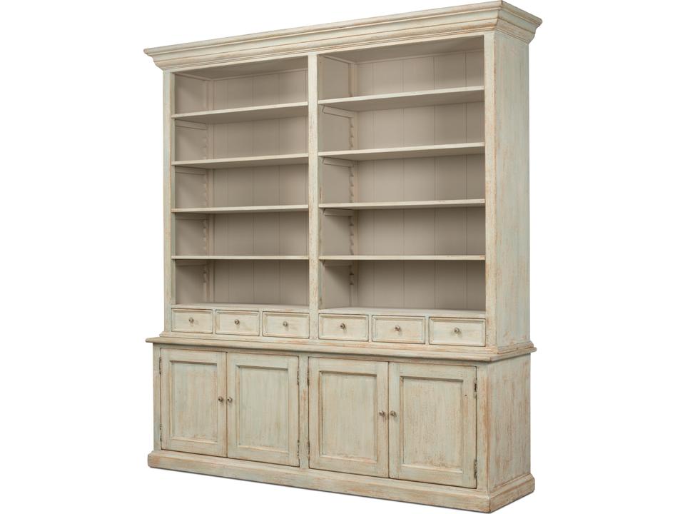 Angelique Large Reclaimed Pine Bookcase in Antique Blue Wash