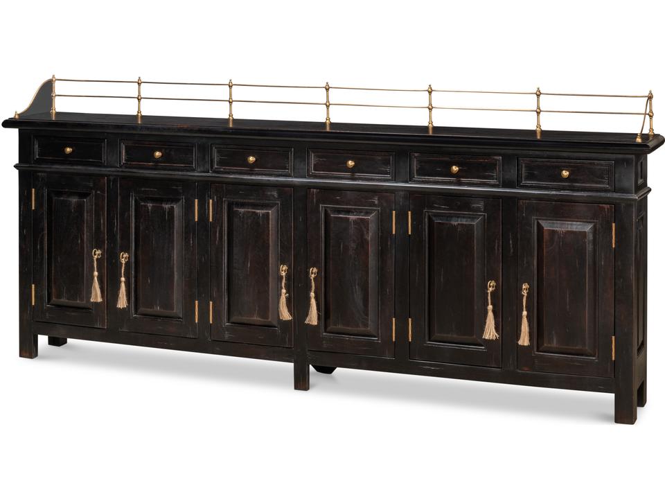 Covent Gardens Acacia Wood Sideboard with Six Doors in Ebony
