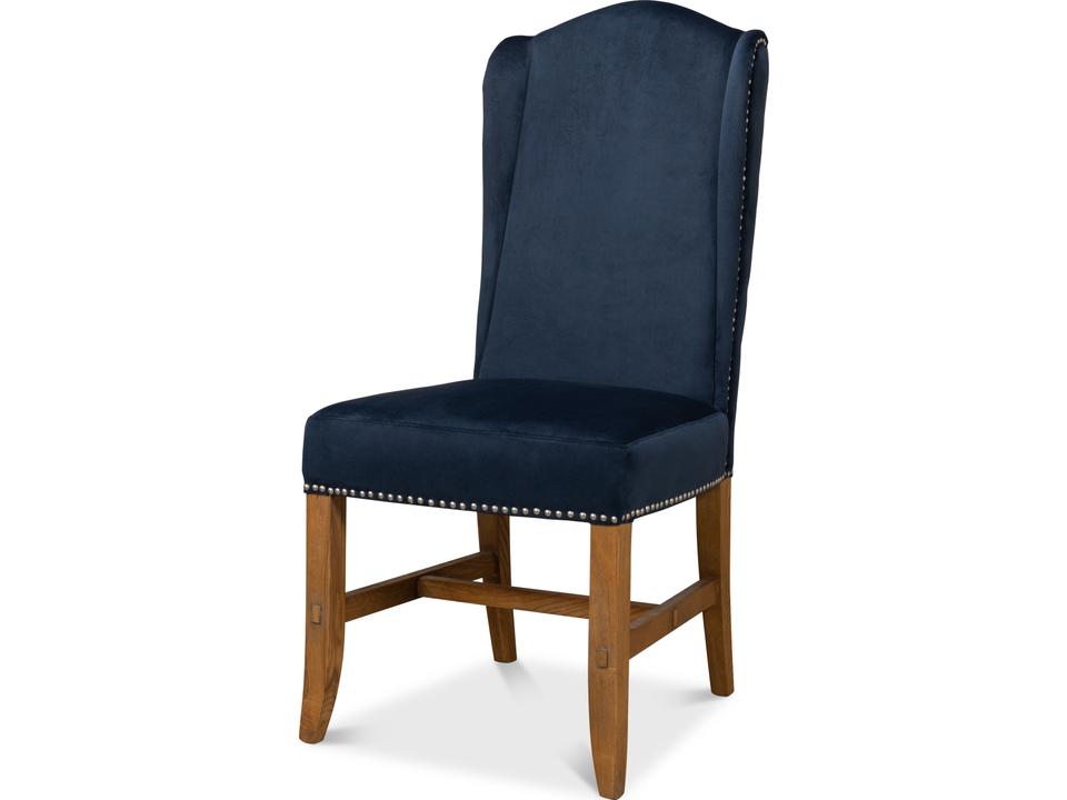 High Back Dining Chair Blue Velvet