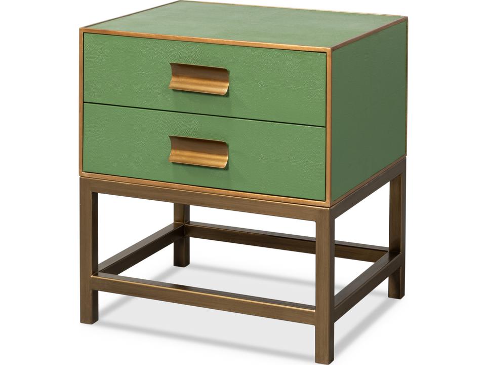 Gideon Shagreen Side Table in Watercress Green and Gold