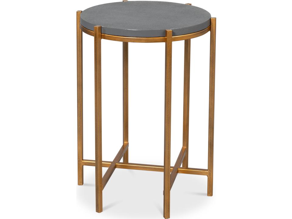 Spence Round Side Table Quiet Shade with Gold Frame