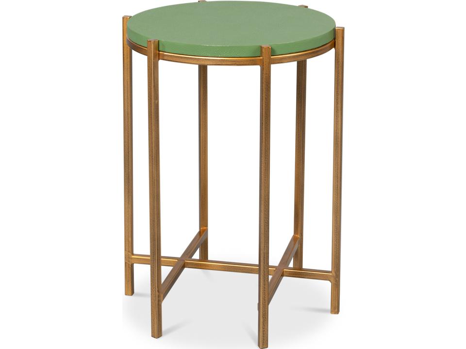 Spence Round Side Table Watercress with Gold Frame