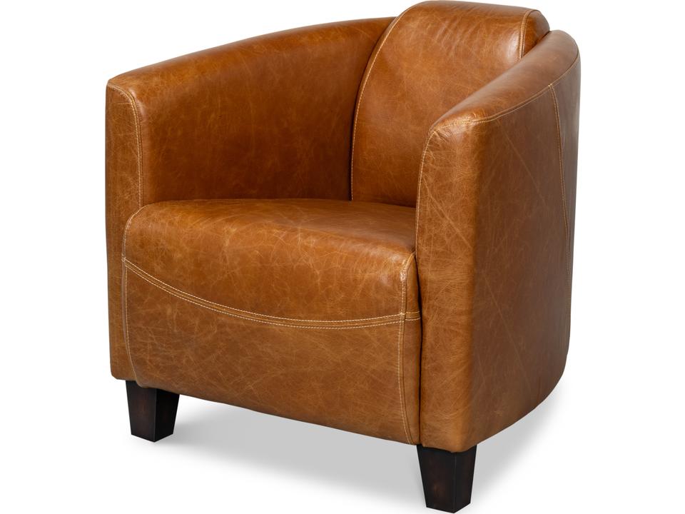 Mandy Arm Chair Cuba Brown Leather Eclectic Style