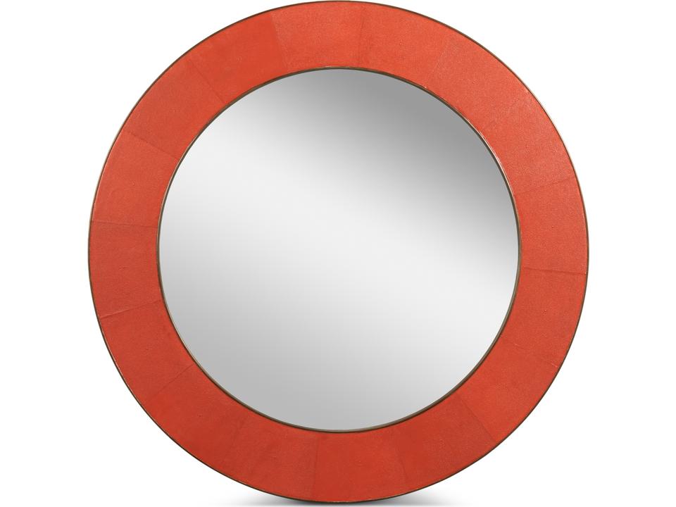 Judith Octagonal Shagreen Mirror in Orangeade with Gold Metal Details