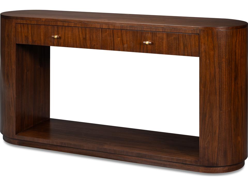 Vero Oval Wood Console Table in Dark Walnut Finish