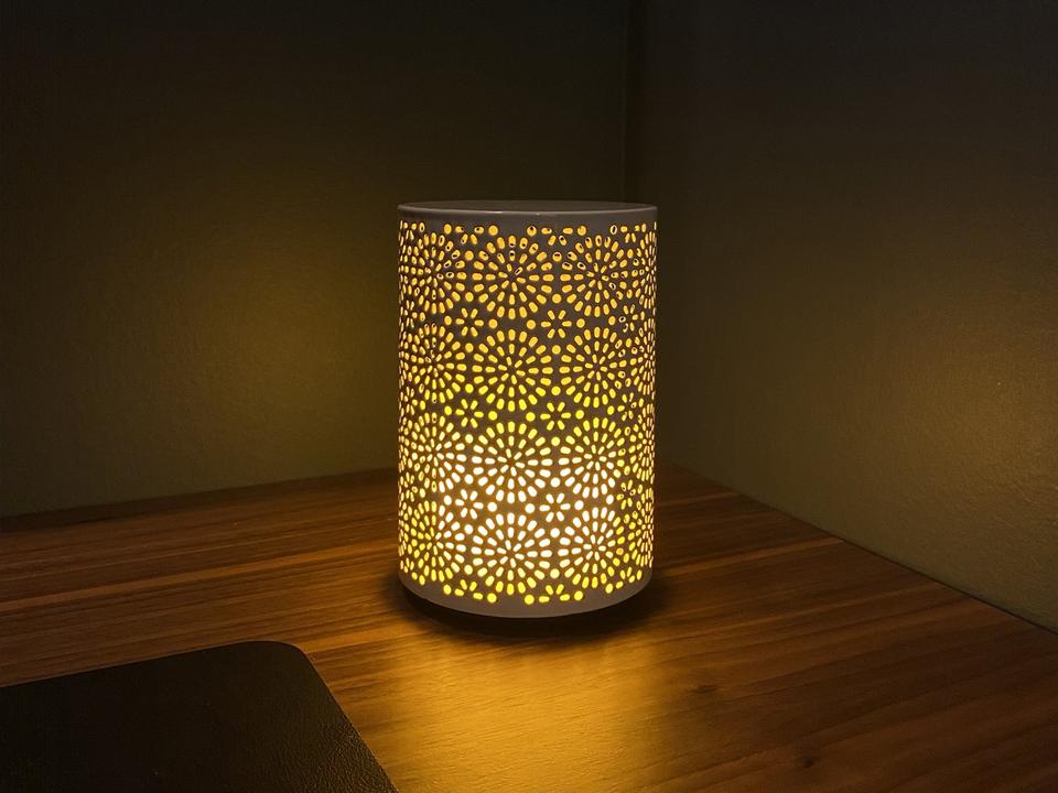 Dancing Flame Cordless LED Table Lamp in Shiny White