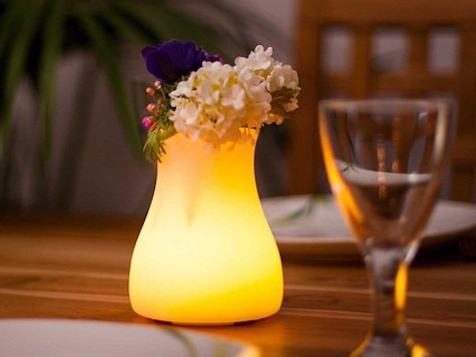 Olio Portable Rechargeable LED Table Lamp with Bluetooth Control in White