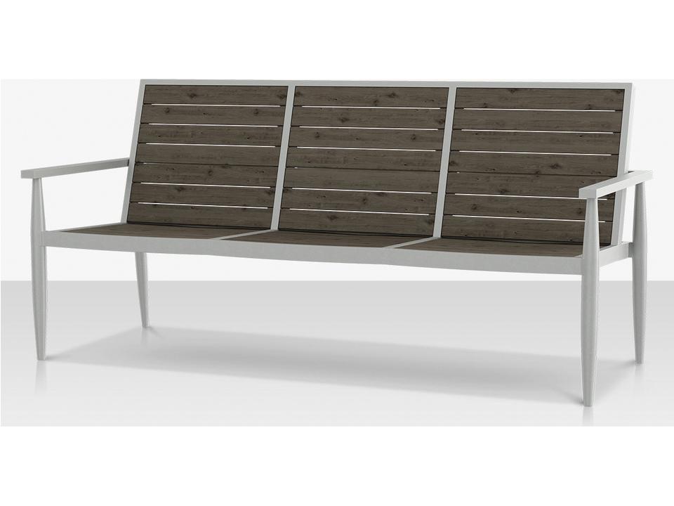 Danish Aluminum Composite Slatted Outdoor Sofa in Powder-Coated Aluminum