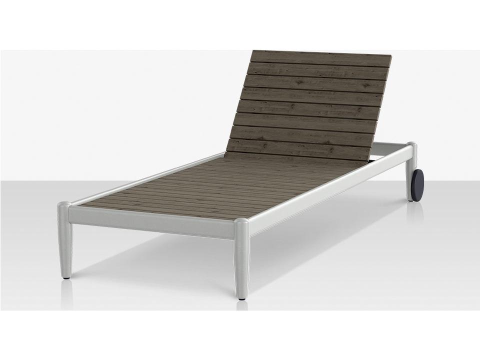 Danish Aluminum Composite Slatted Armless Chaise Lounge in Powder Coated Aluminum