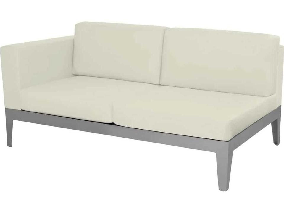 South Beach Left Arm Modular Loveseat in Powder Coated Aluminum