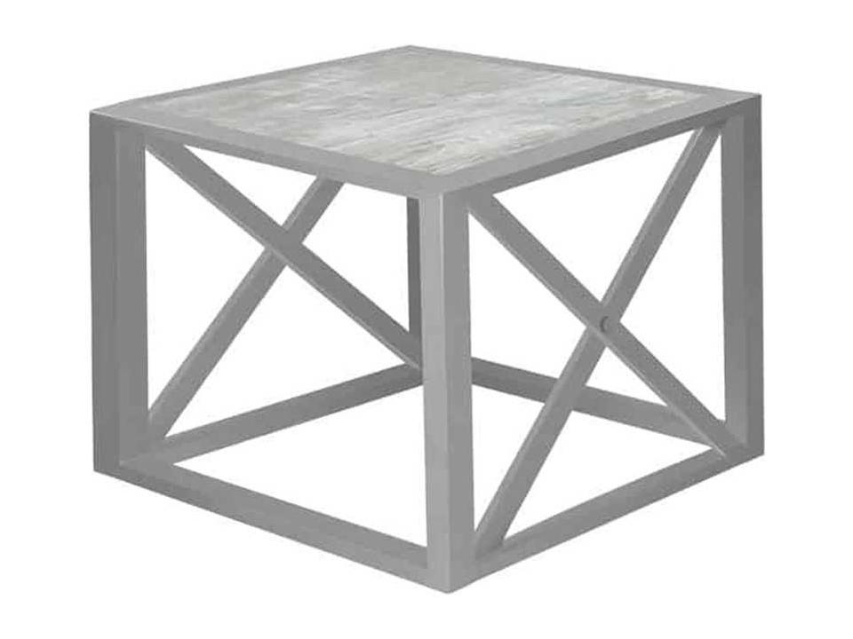 Dynasty Aluminum Square End Table with Porcelain Top