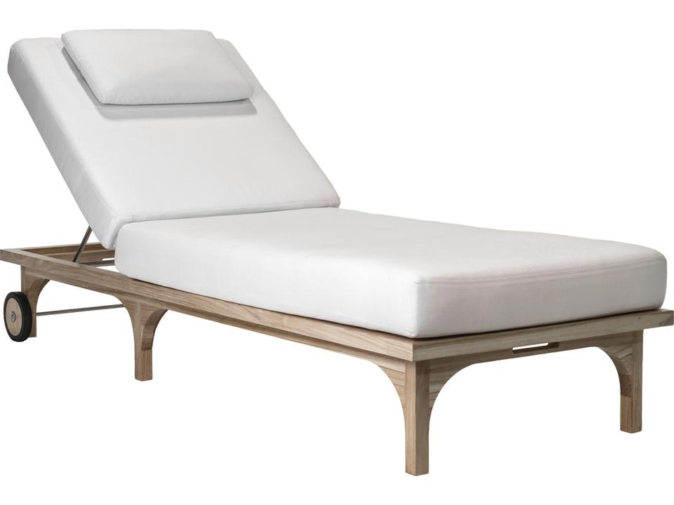 Serenique 2-Piece Sun Bleached Teak Fabric Cushion Chaise Lounge Set