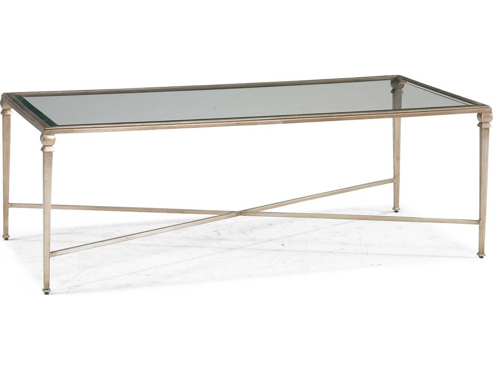 Diego Rectangle Coffee Table with Glass Top in Silver Leaf