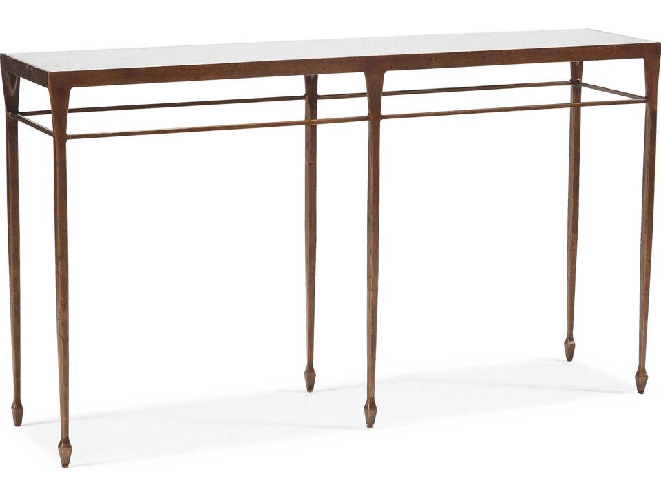 Calvert Rectangle Console Table in Antique Bronze with Mirrored Glass Top