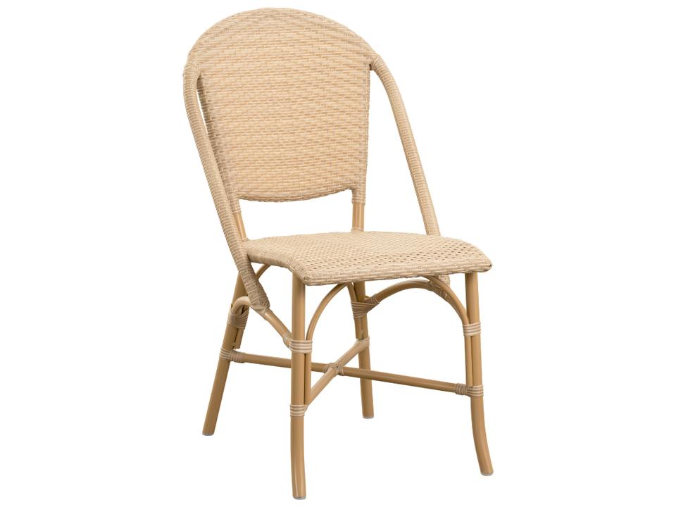Alu Affaire Aluminum Natural with Natural Dot Rattan Sofie Stackable Outdoor Dining Side Chair