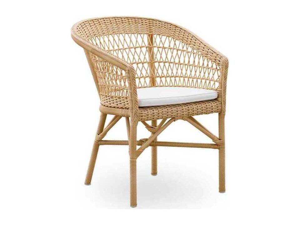 Georgia Garden Aluminum Rattan Natural Emma Stackable Patio Dining Arm Chair