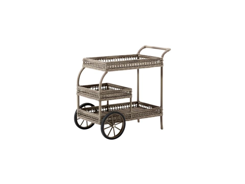 Georgia Garden Wicker Antique James Trolley Serving Cart