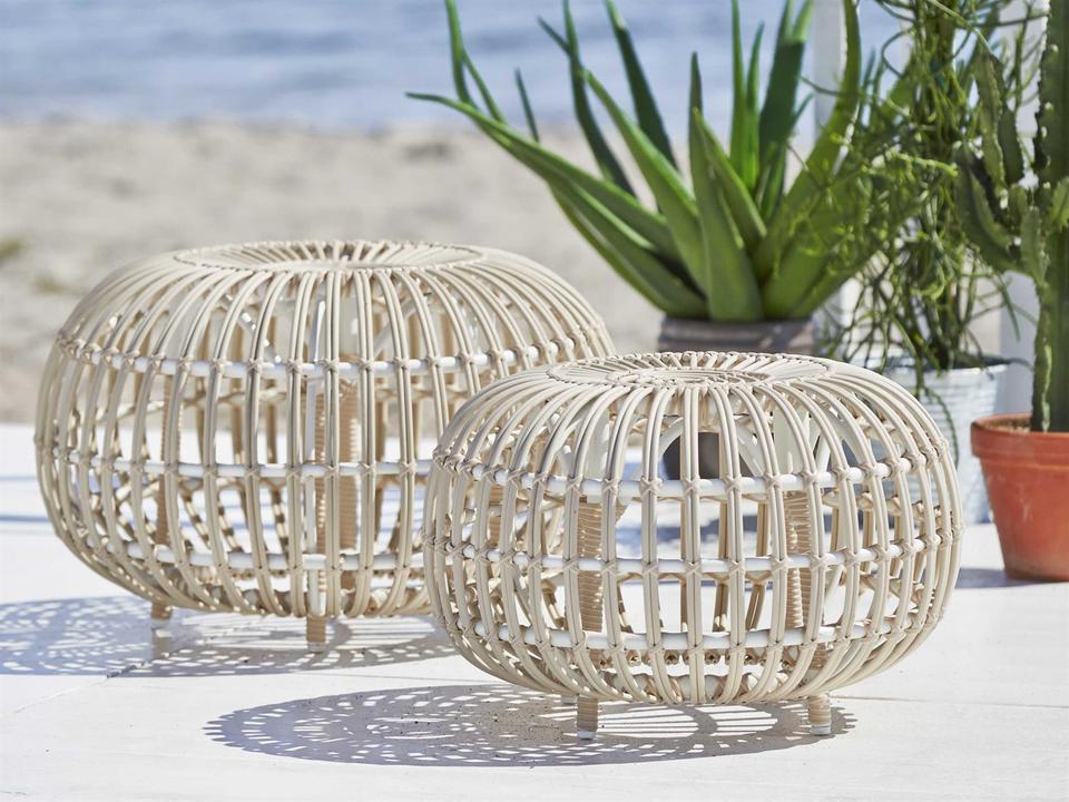 Exterior Aluminum Dove White Franco Albini Outdoor Patio Ottoman Set