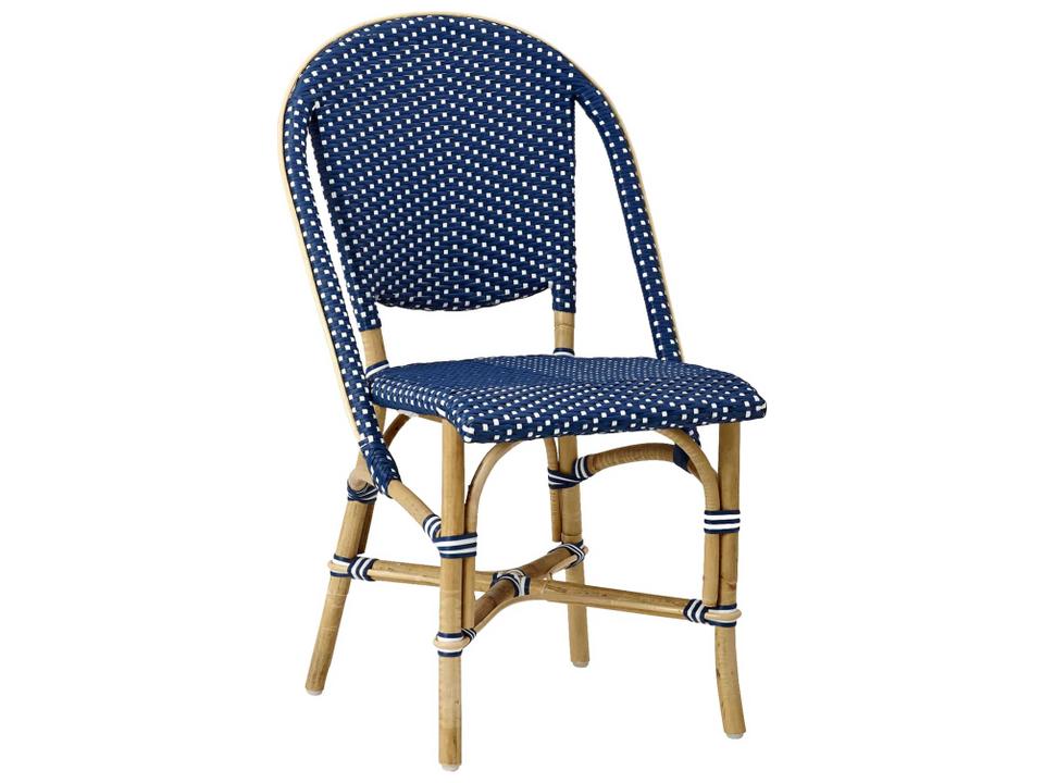 Design Affaire Sofie Rattan Dining Side Chair Navy with White Dots