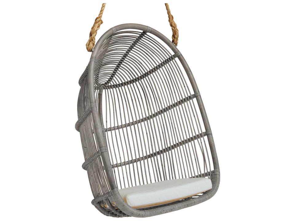 Design Originals Renoir Rattan Hanging Swing Chair in Taupe Grey