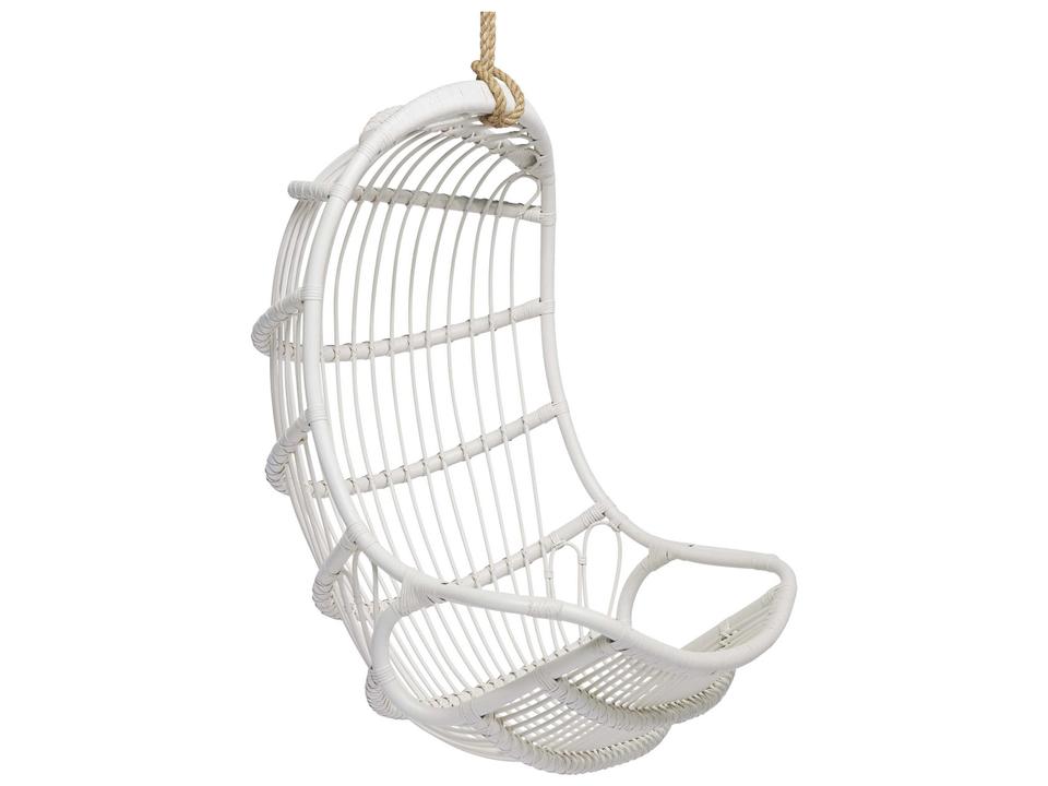 -Design Riviera Rattan Hanging Accent Chair in White