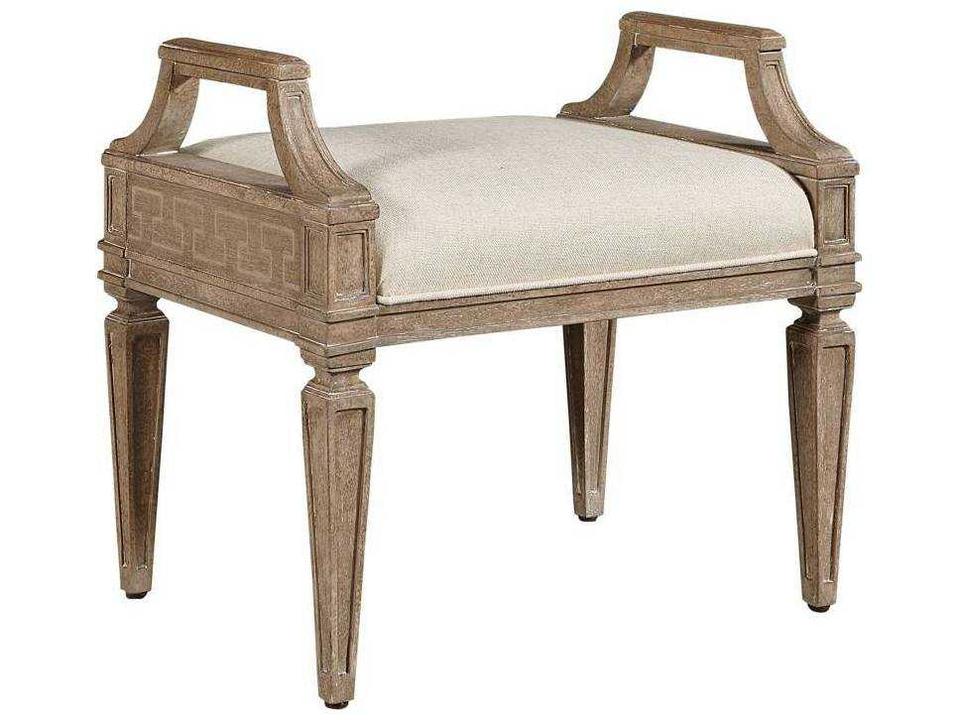 Wethersfield Estate Upholstered Ottoman in Brimfield Oak with Fawn Fabric