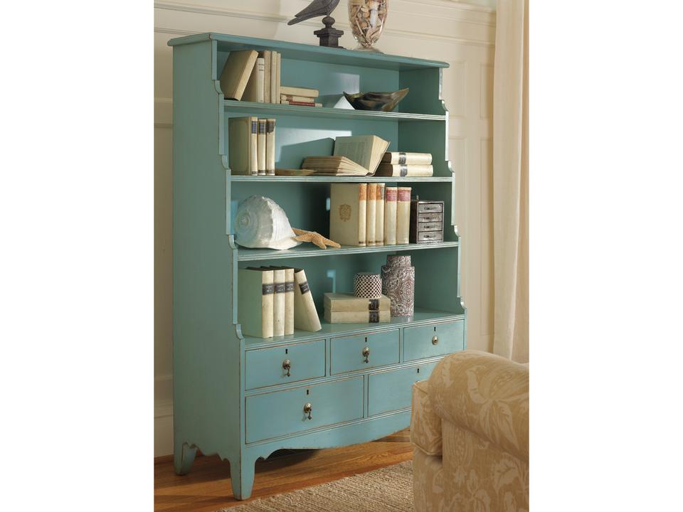 McClellansville Wood Bookcase with Open Storage and Drawers