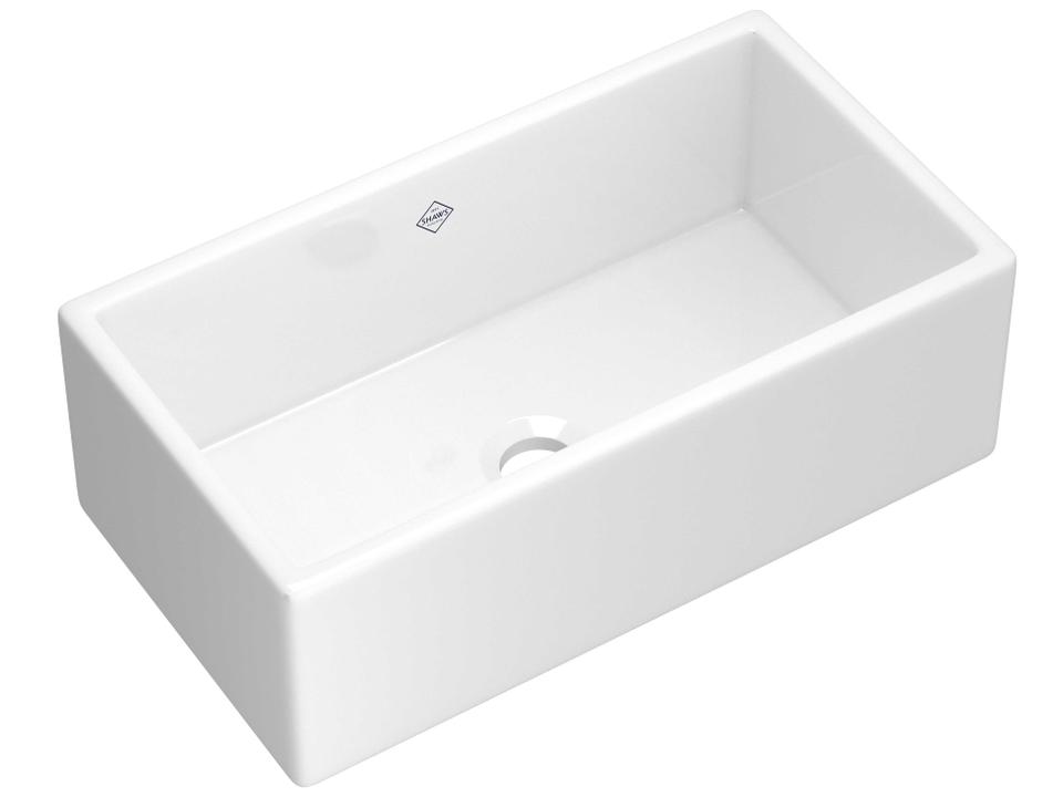 Shaker 33-Inch Single Bowl Farmhouse Fireclay Kitchen Sink in White