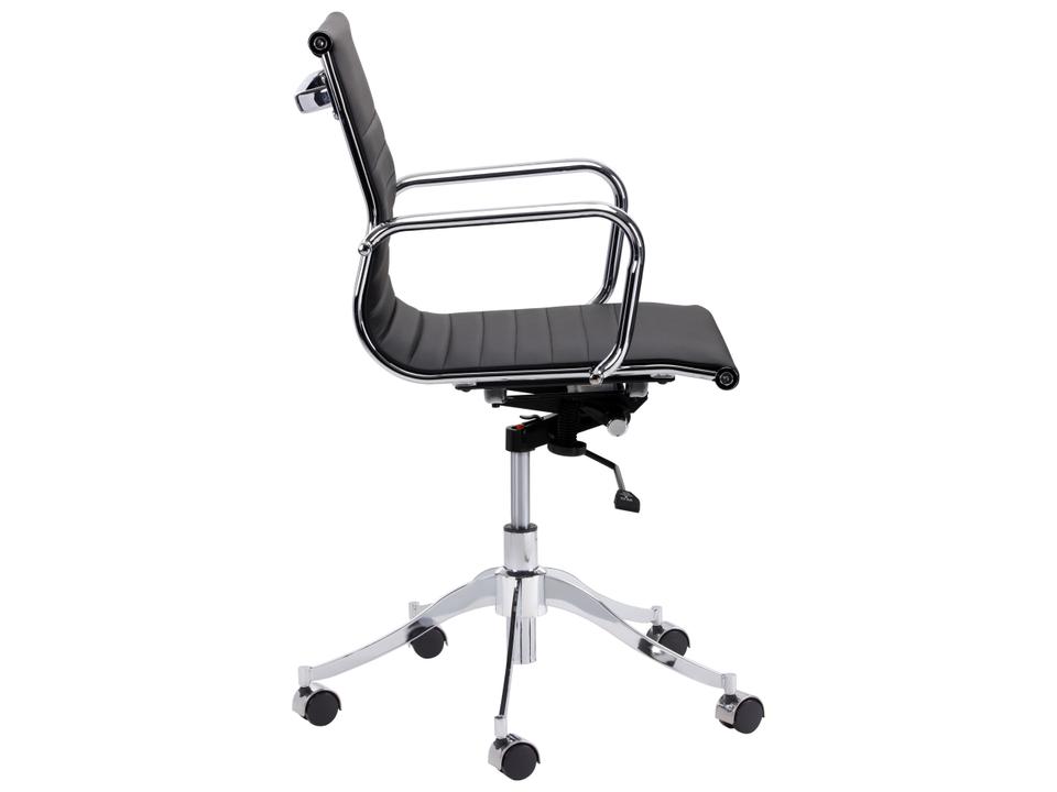 Tyler Full Back Office Chair Onyx Leatherette Stainless Steel Adjustable Swivel