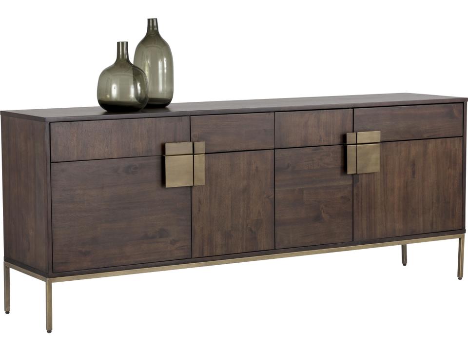Jade 79-Inch Acacia Wood Sideboard with Antique Brass Hardware