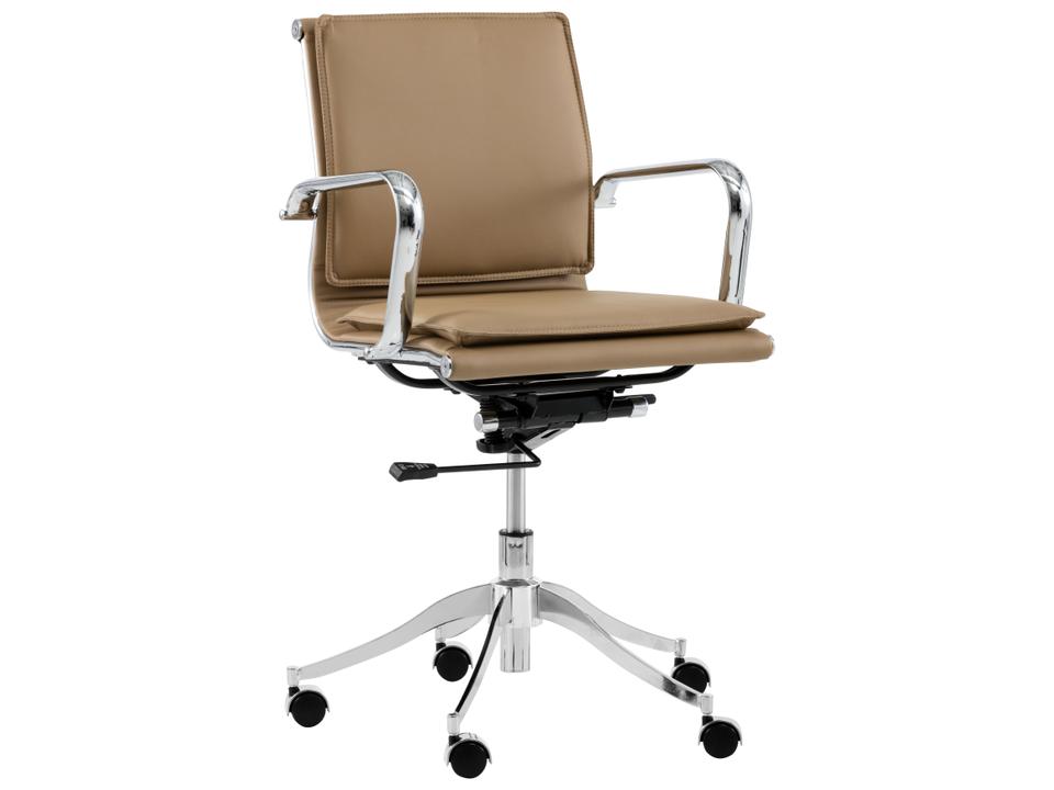 Morgan Adjustable Height Office Chair in Tan Faux Leather
