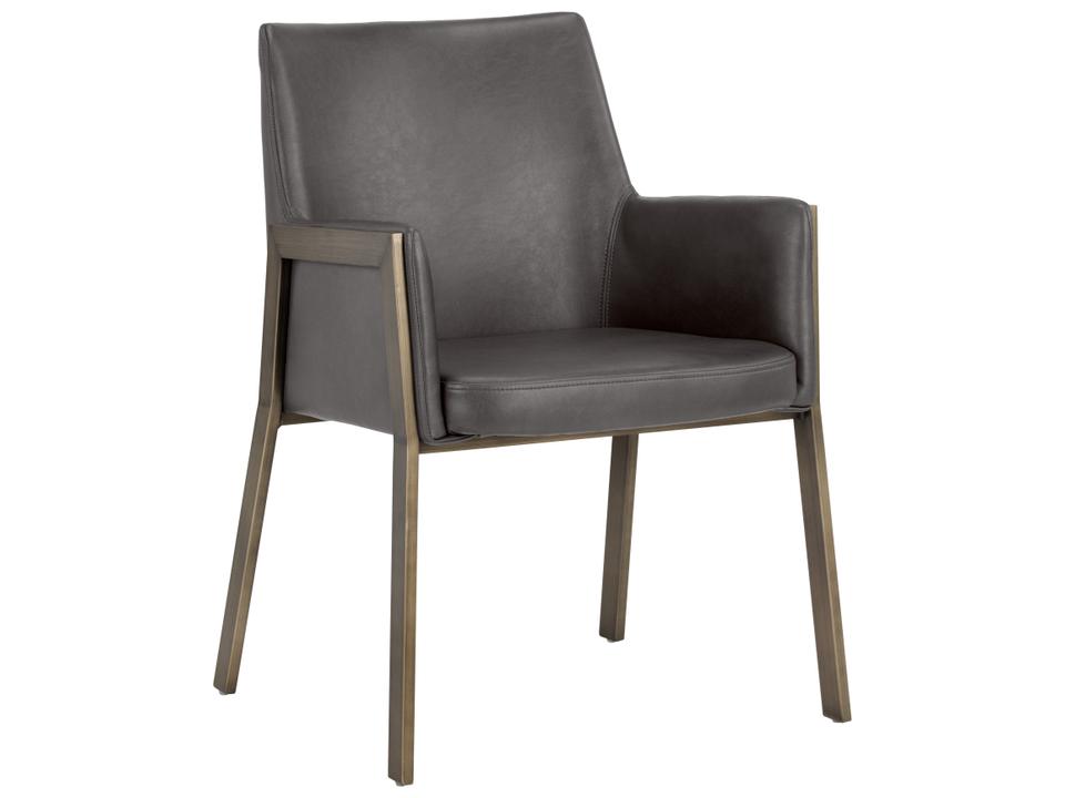Bernadette Upholstered Faux Leather Dining Armchair in Kendall Grey