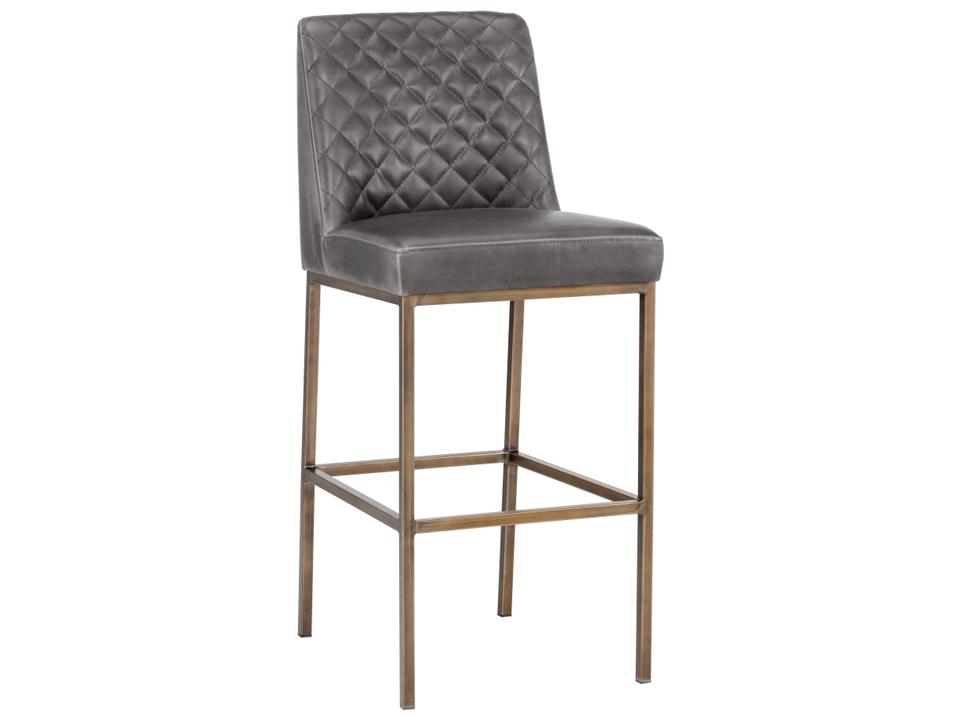 5west Leighland Overcast Grey Antique Brass Bar Stool