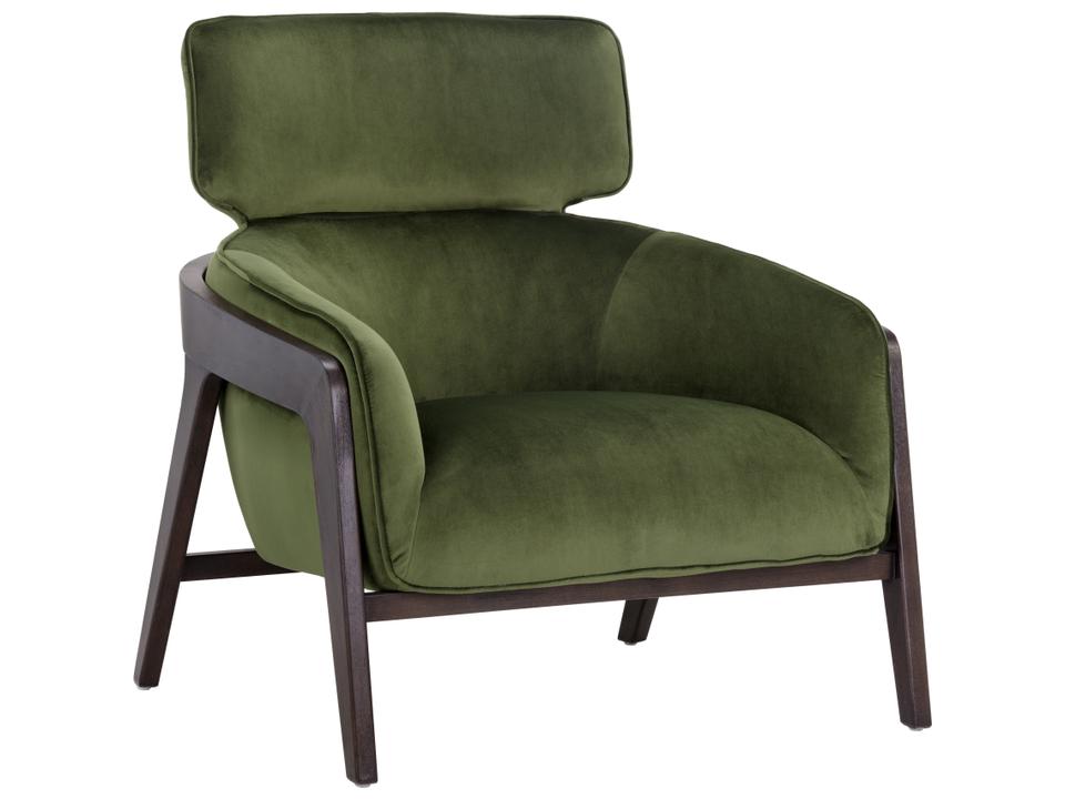 Maximus Moss Green Fabric Accent Chair with Exposed Wood Frame