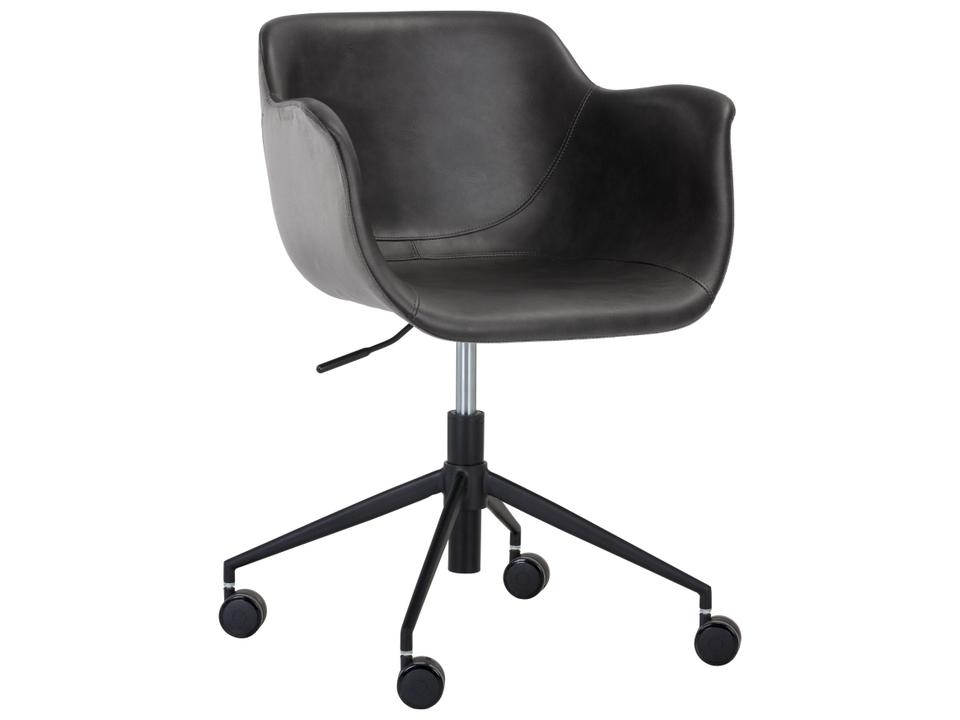 Owen Office Chair in Town Grey Faux Leather and Roman Grey Fabric