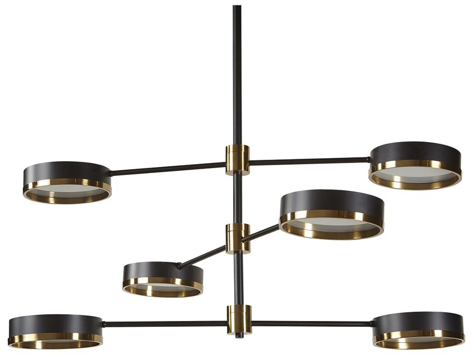 Oralee 6-Light Chandelier in Black and Brass