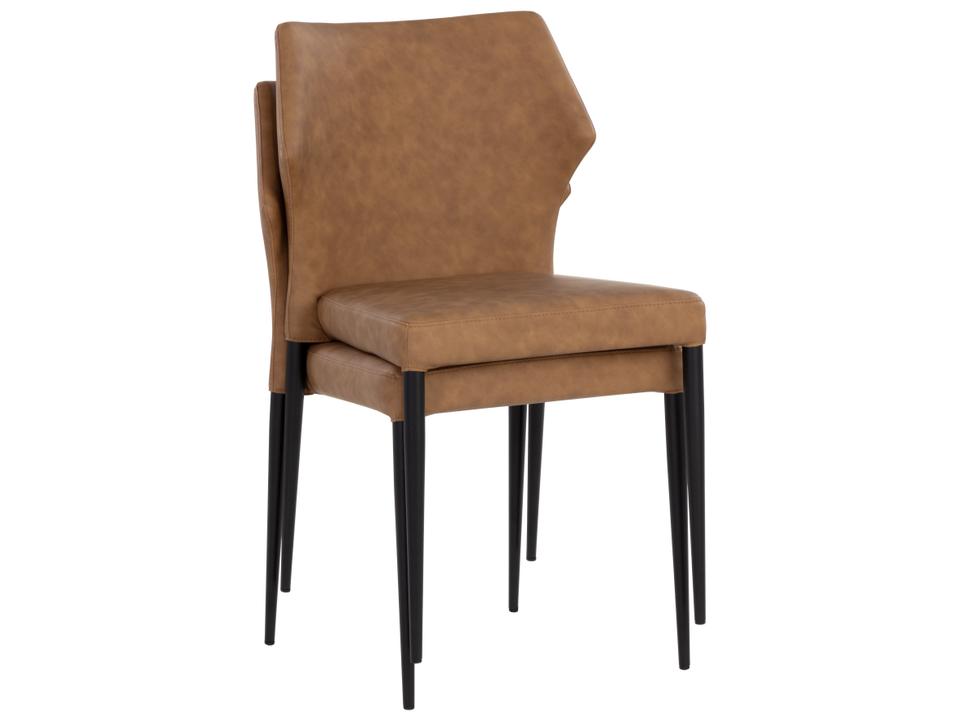 James Stackable Modern Dining Side Chair in Bounce Nut Faux Leather