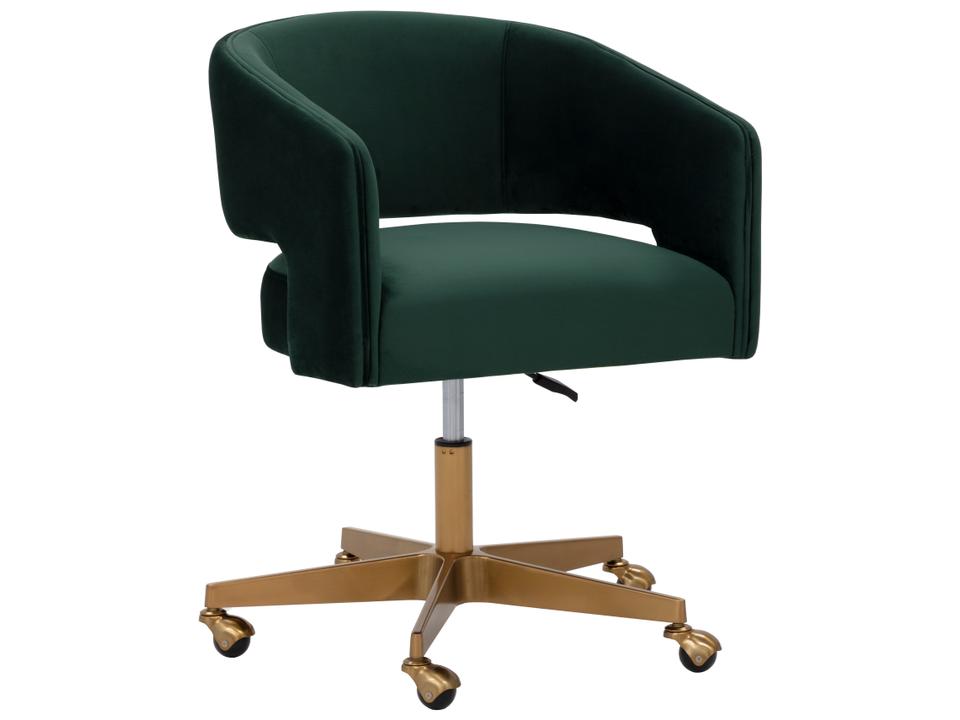 Claren Upholstered Adjustable Computer Chair in Deep Green Sky and Gold