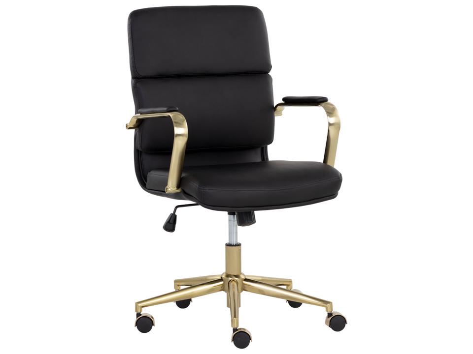 Kleo Adjustable Swivel Office Chair in Onyx Faux Leather with Gold Base