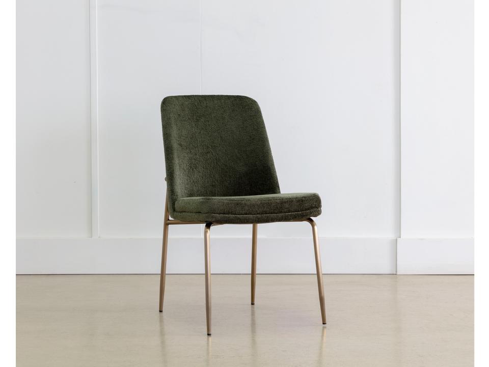 Zeke Upholstered Dining Side Chair in Bergen Olive with Antique Brass Frame