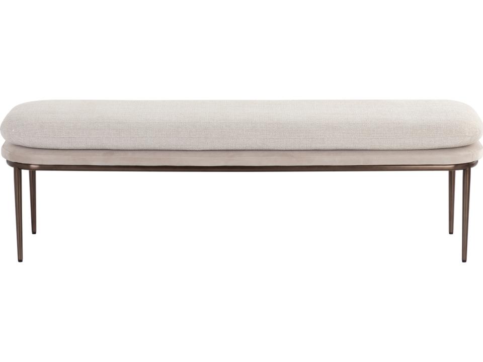 Koffi Upholstered Accent Bench with Dark Bronze Stainless Steel Base