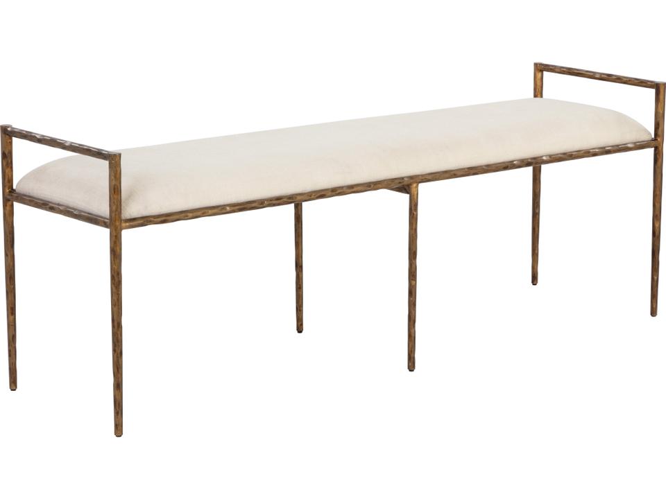 Esai Performance Fabric Bench in Zenith Alabaster and Antique Brass