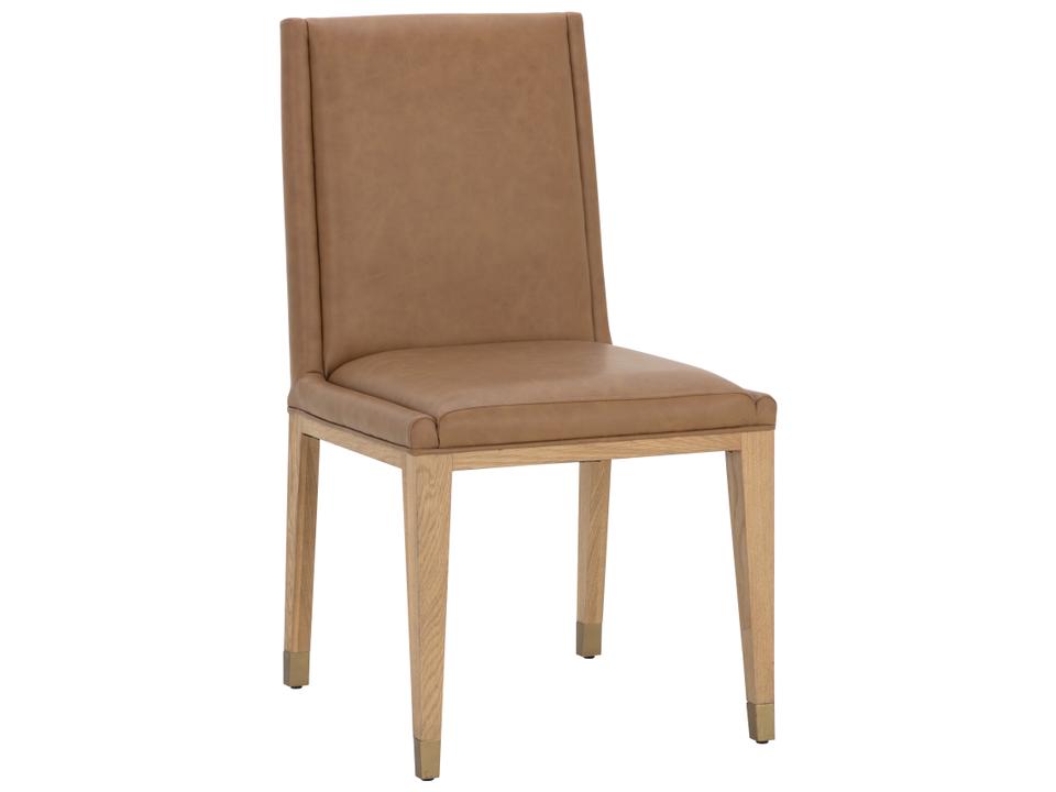 Kalla Upholstered Dining Side Chair in Milliken Cognac Faux Leather